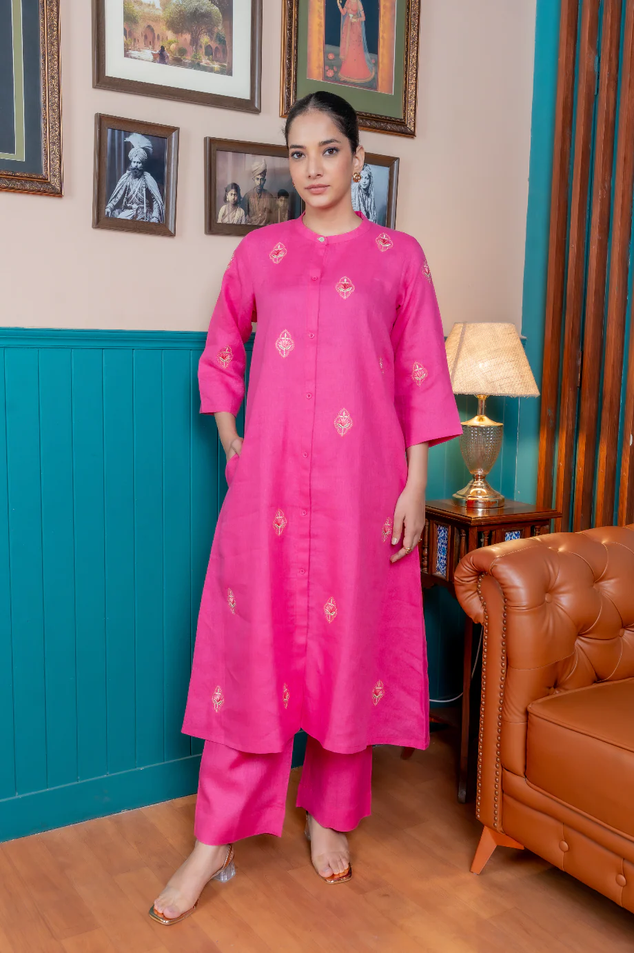 Magenta Pink Linen Pair - Image 4