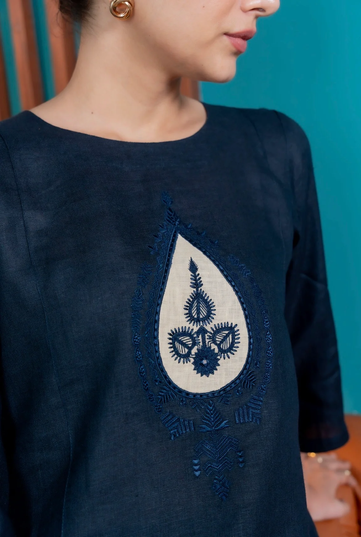 Midnight Blue Linen Pair - Image 3