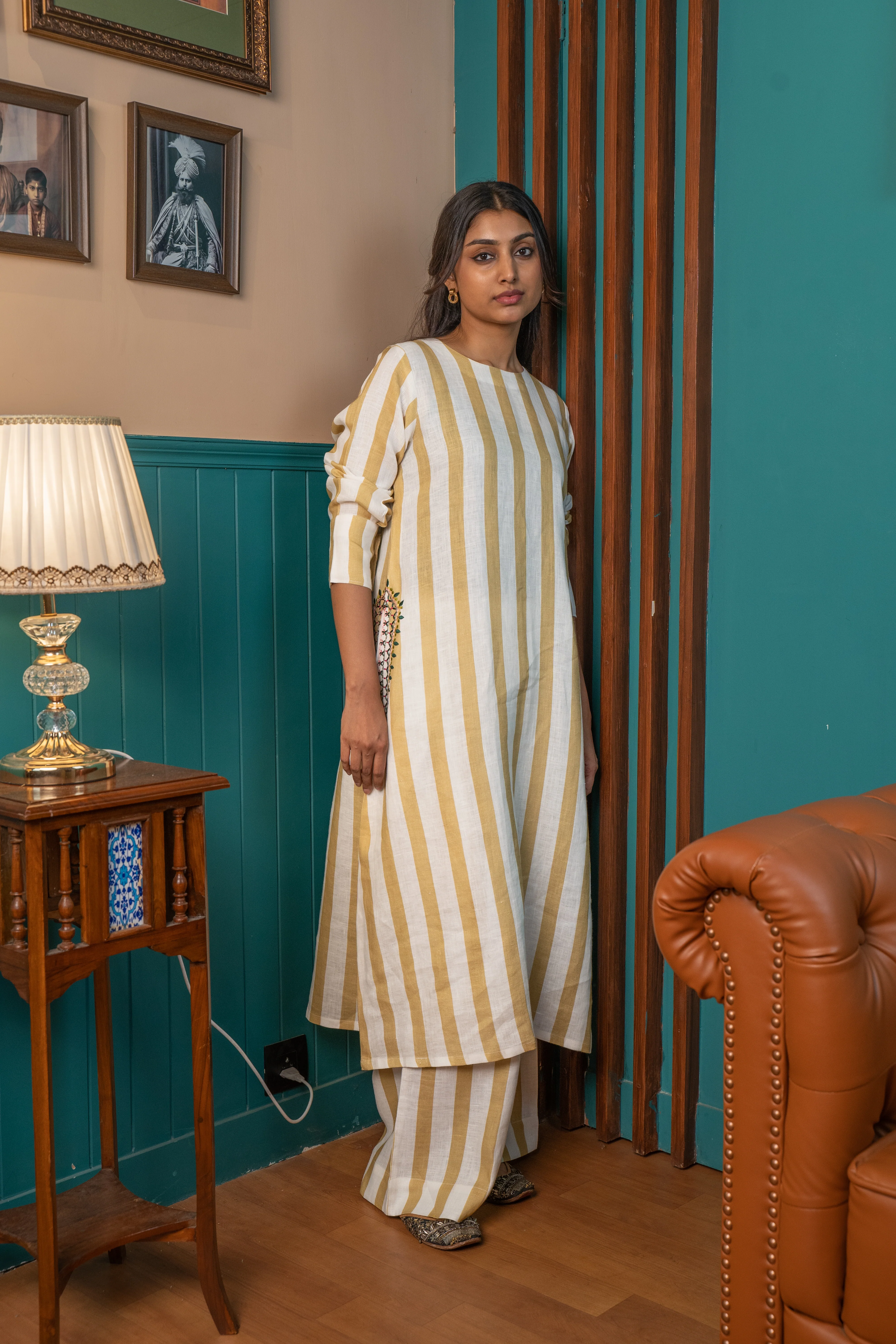 MUSTARD STRIPE LINEN PAIR - Image 3