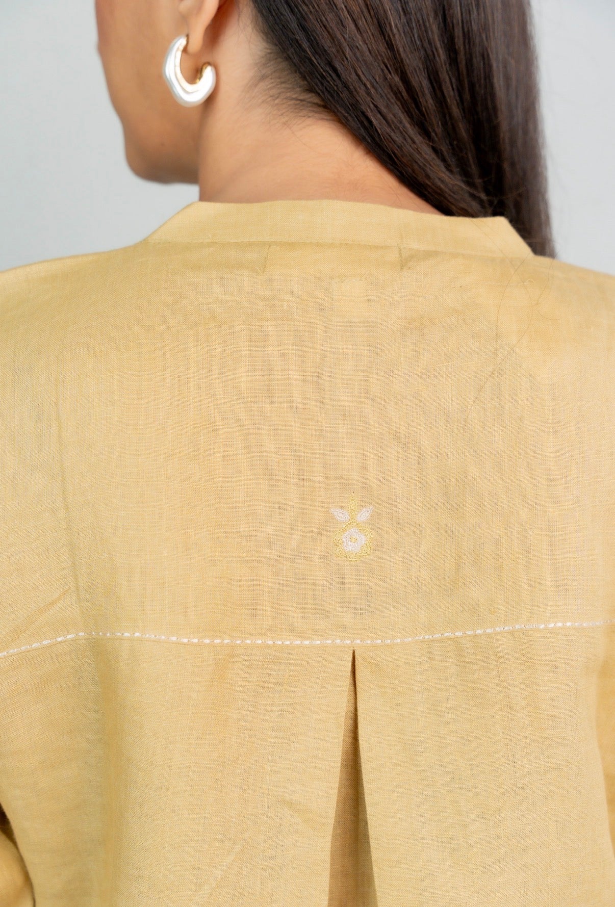 Old Yellow-Ivory Linen Pair - Image 3