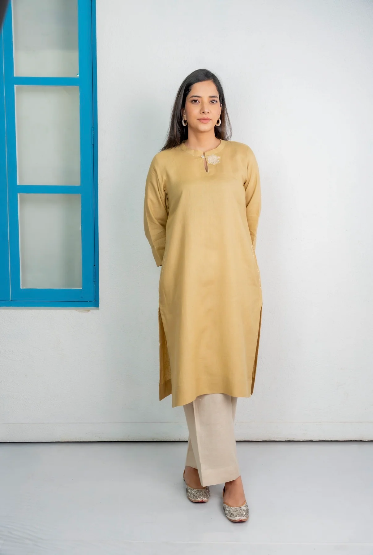 Old Yellow-Ivory Linen Pair - Image 5