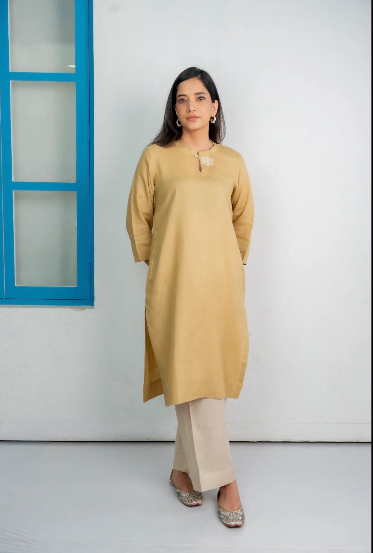 Old Yellow-Ivory Linen Pair - Image 6