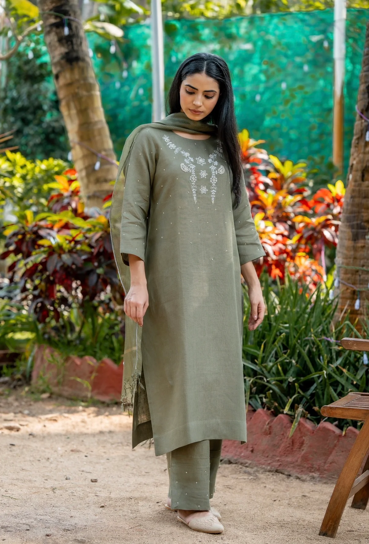 Olive Green Linen Set - Image 5