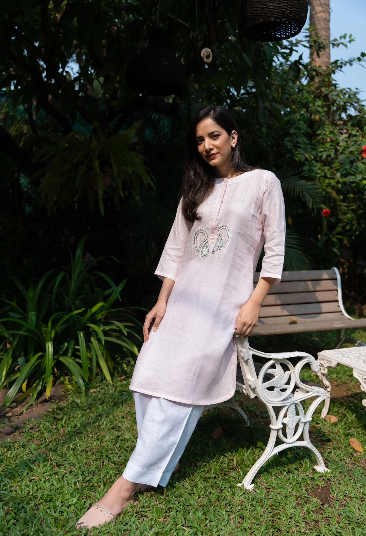 PASTEL PINK-WHITE LINEN PAIR - Image 5