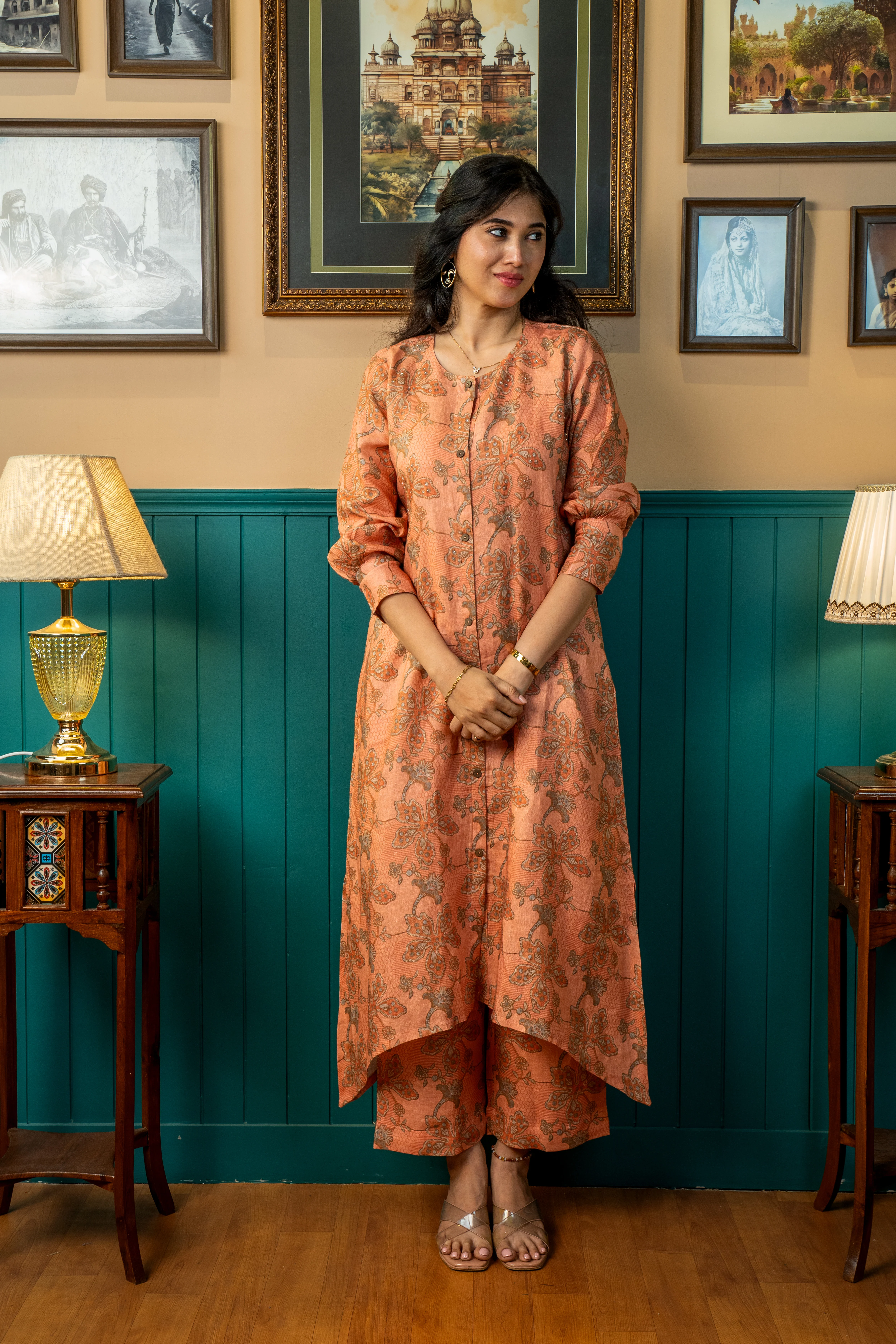 PEACH PRINTED LINEN PAIR - Image 3