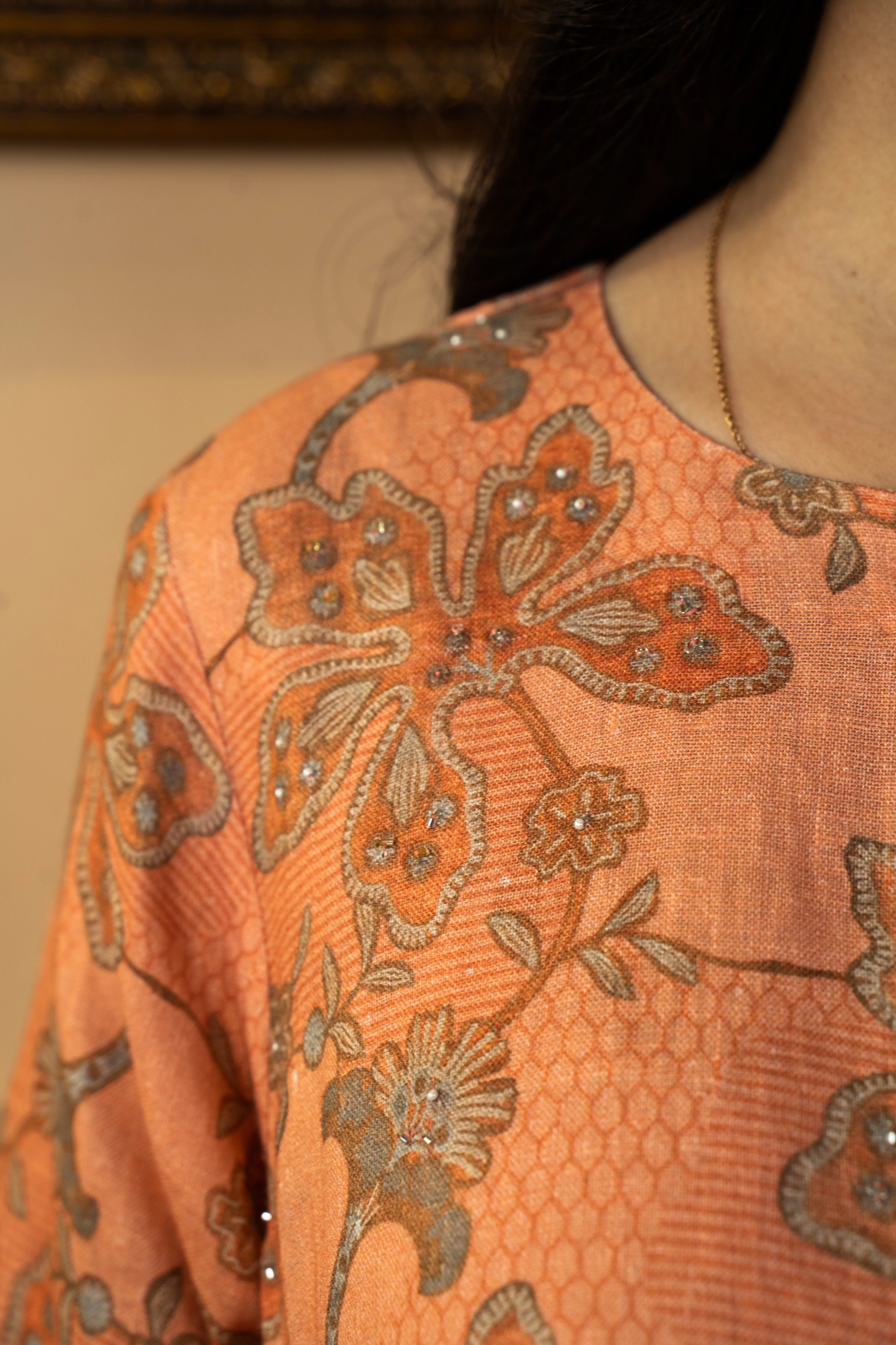 PEACH PRINTED LINEN PAIR - Image 5