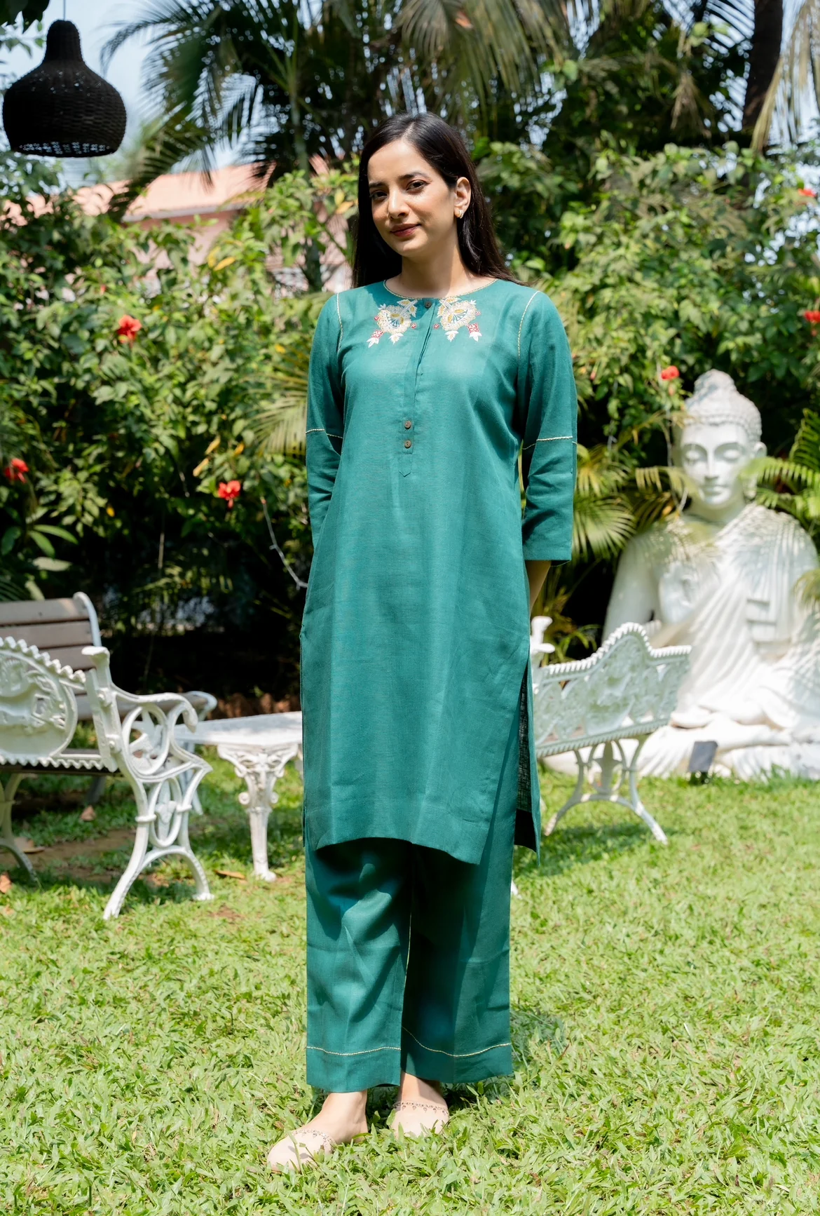 PINE GREEN LINEN PAIR - Image 4