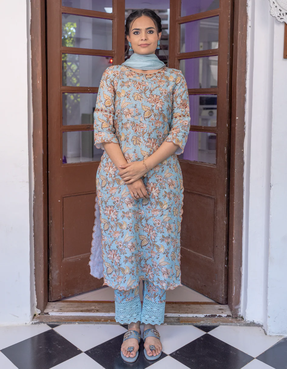 POWDER BLUE FLORAL LINEN SET - Image 6