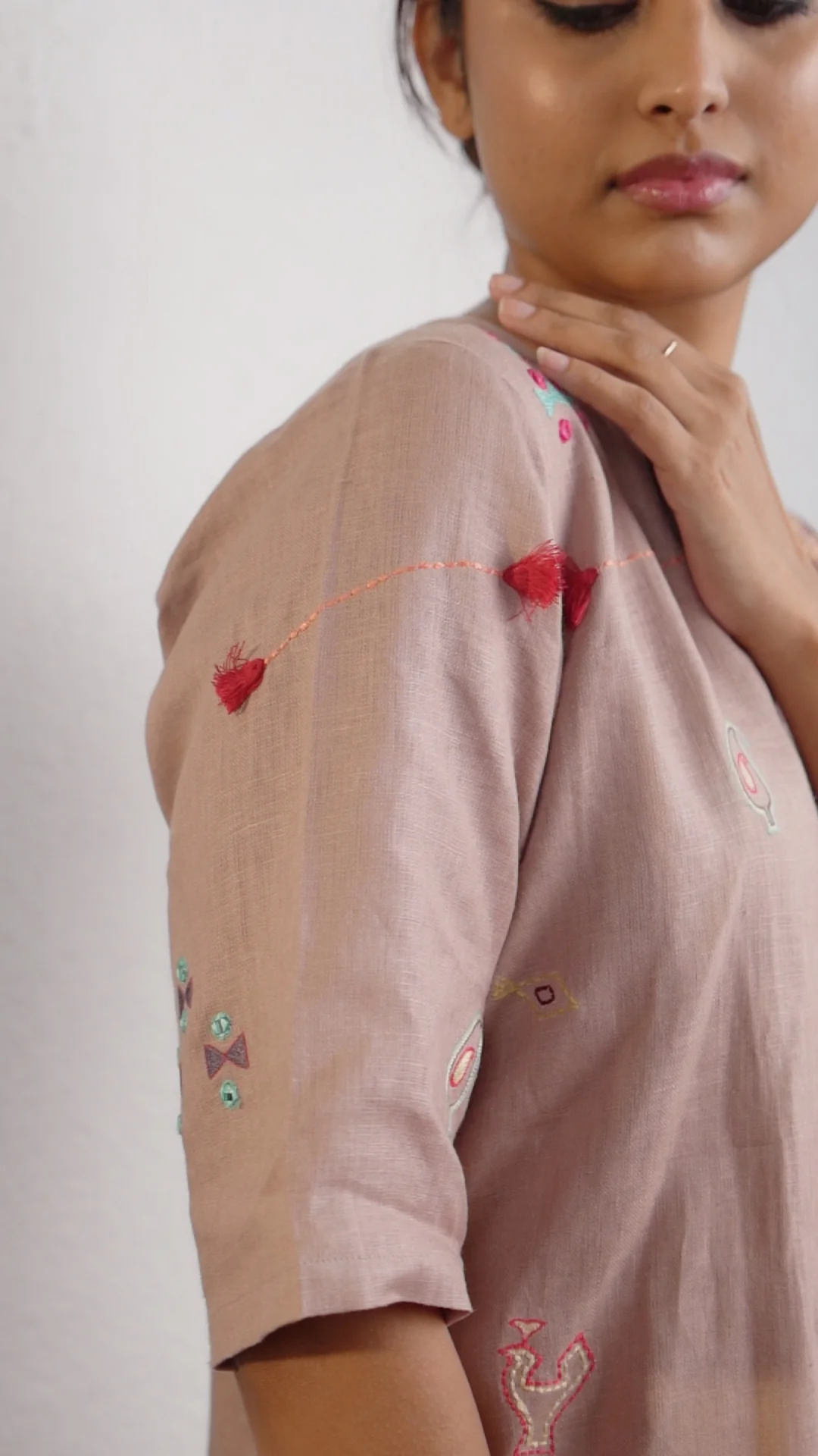 ROSE TAUPE LINEN KURTA PANT - Image 5