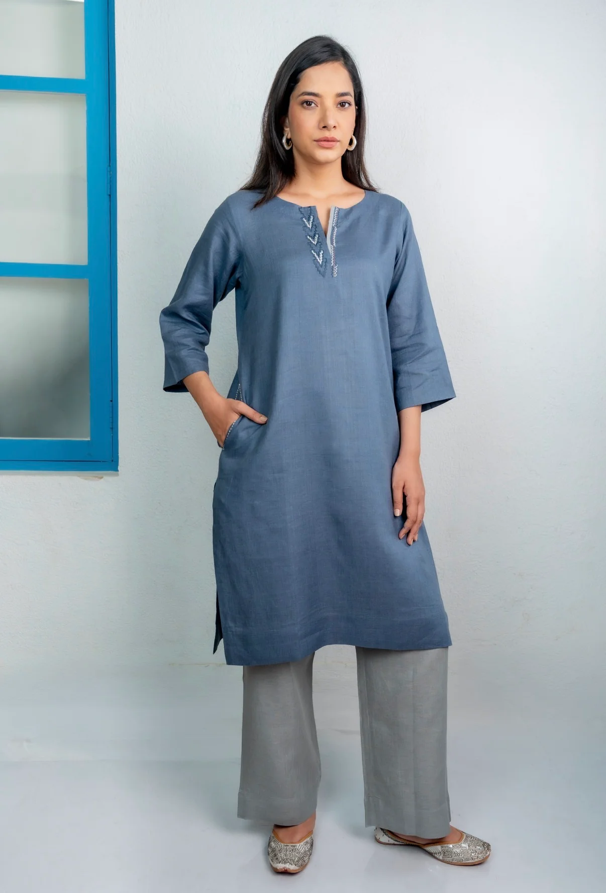 Space Blue-Grey Linen Pair - Image 7